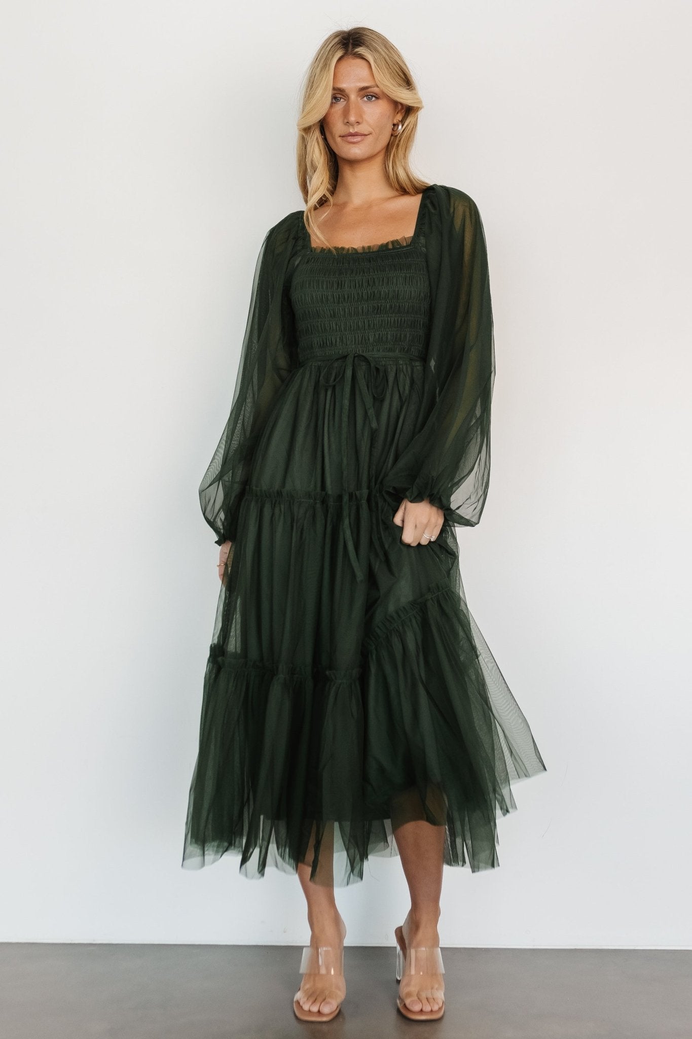 Katrina Tulle Maxi Dress | Dark Green - Baltic Born