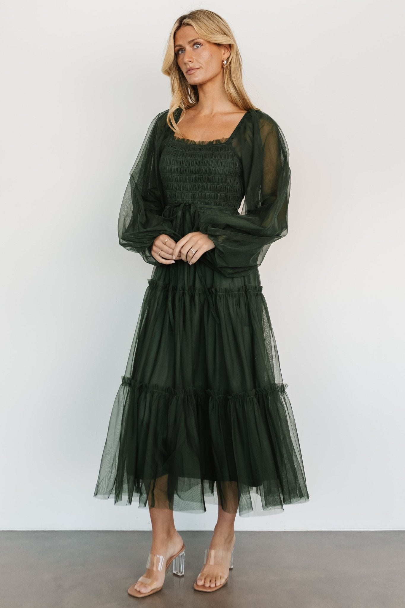 Katrina Tulle Maxi Dress | Dark Green - Baltic Born