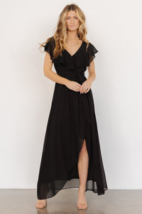 Katya Ruffle Maxi Dress | Black | Baltic Born