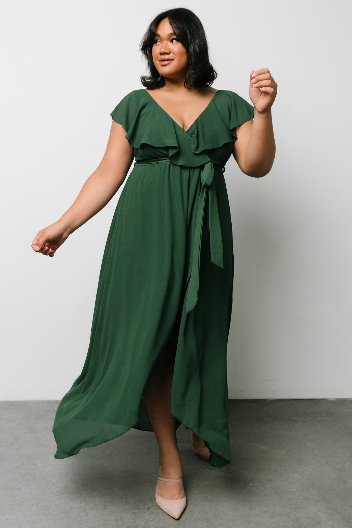 Katya Ruffle Maxi Dress | Evergreen - Baltic Born