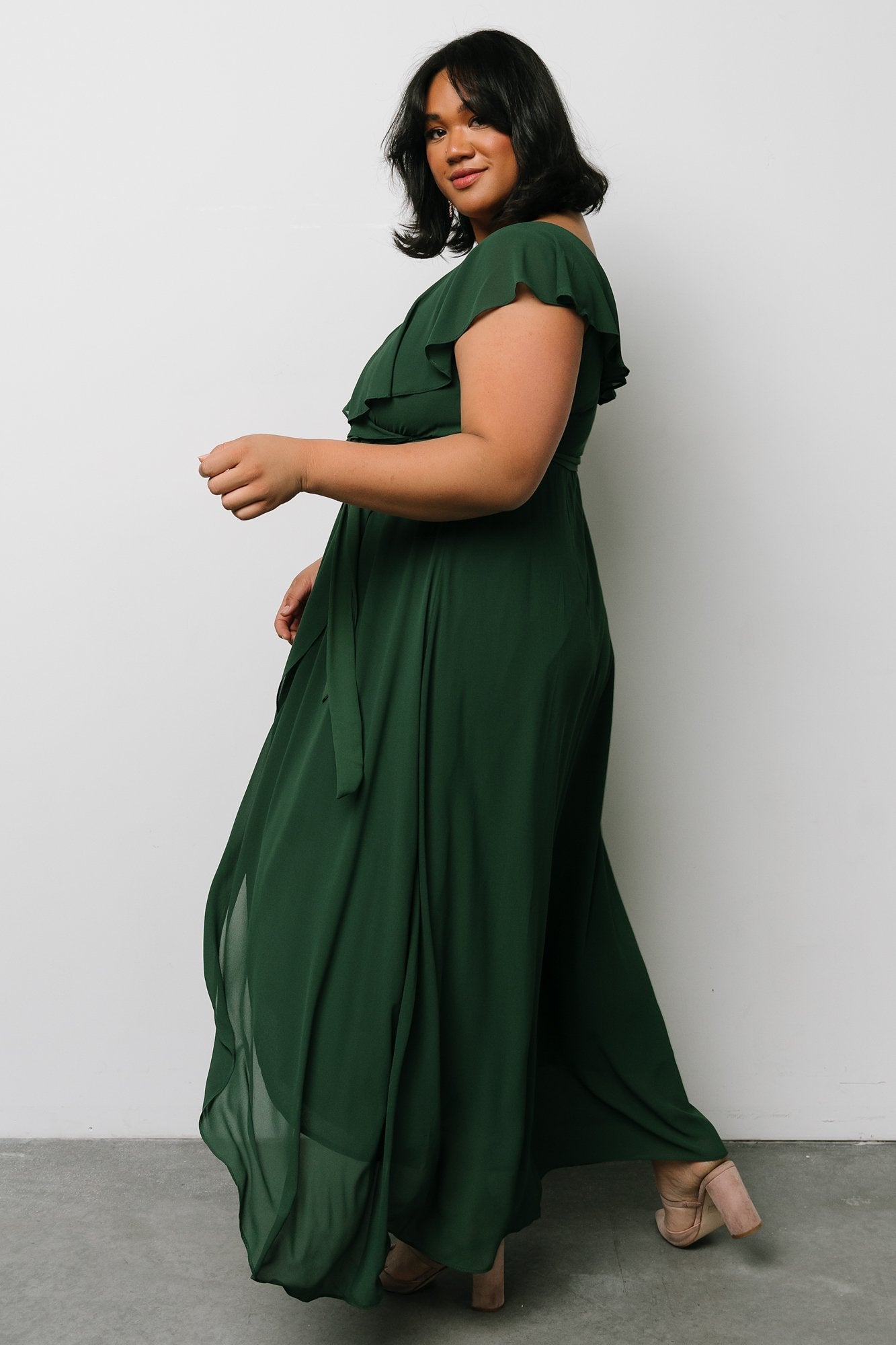 Katya Ruffle Maxi Dress | Evergreen - Baltic Born