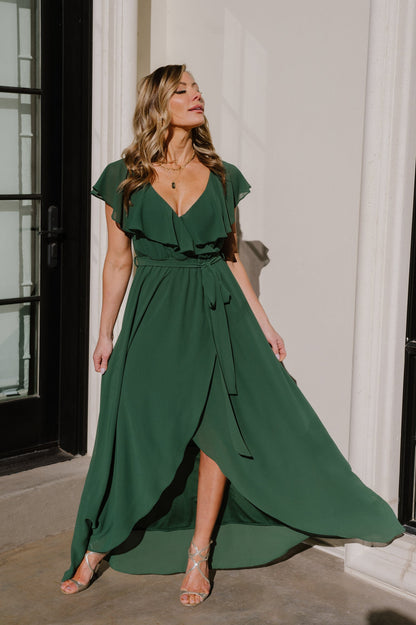 Katya Ruffle Maxi Dress | Evergreen - Baltic Born