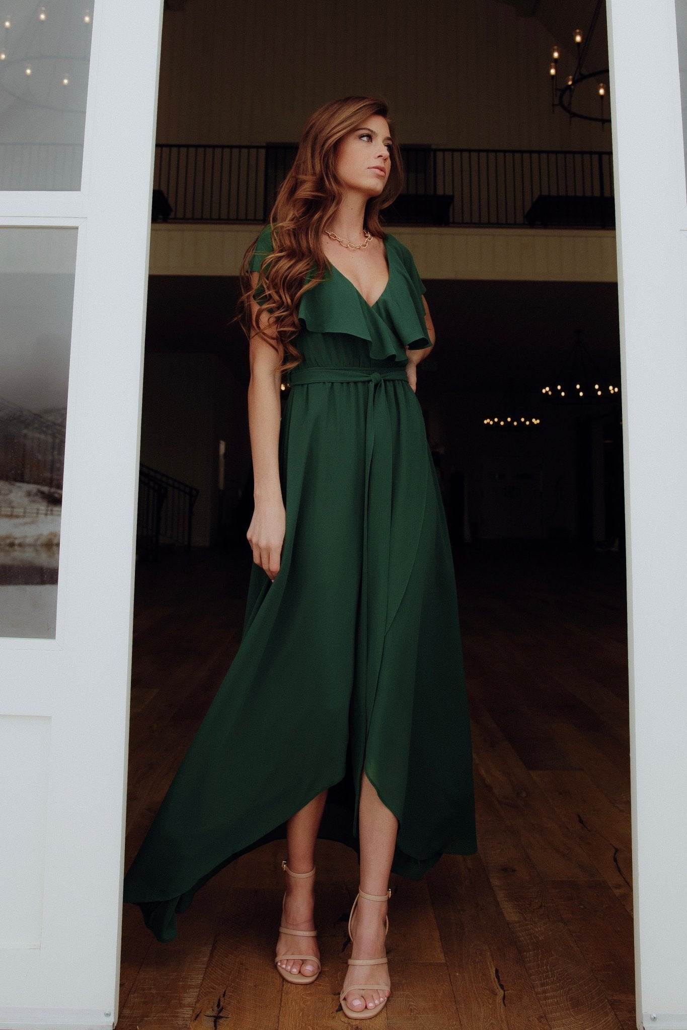 Katya Ruffle Maxi Dress | Evergreen - Baltic Born