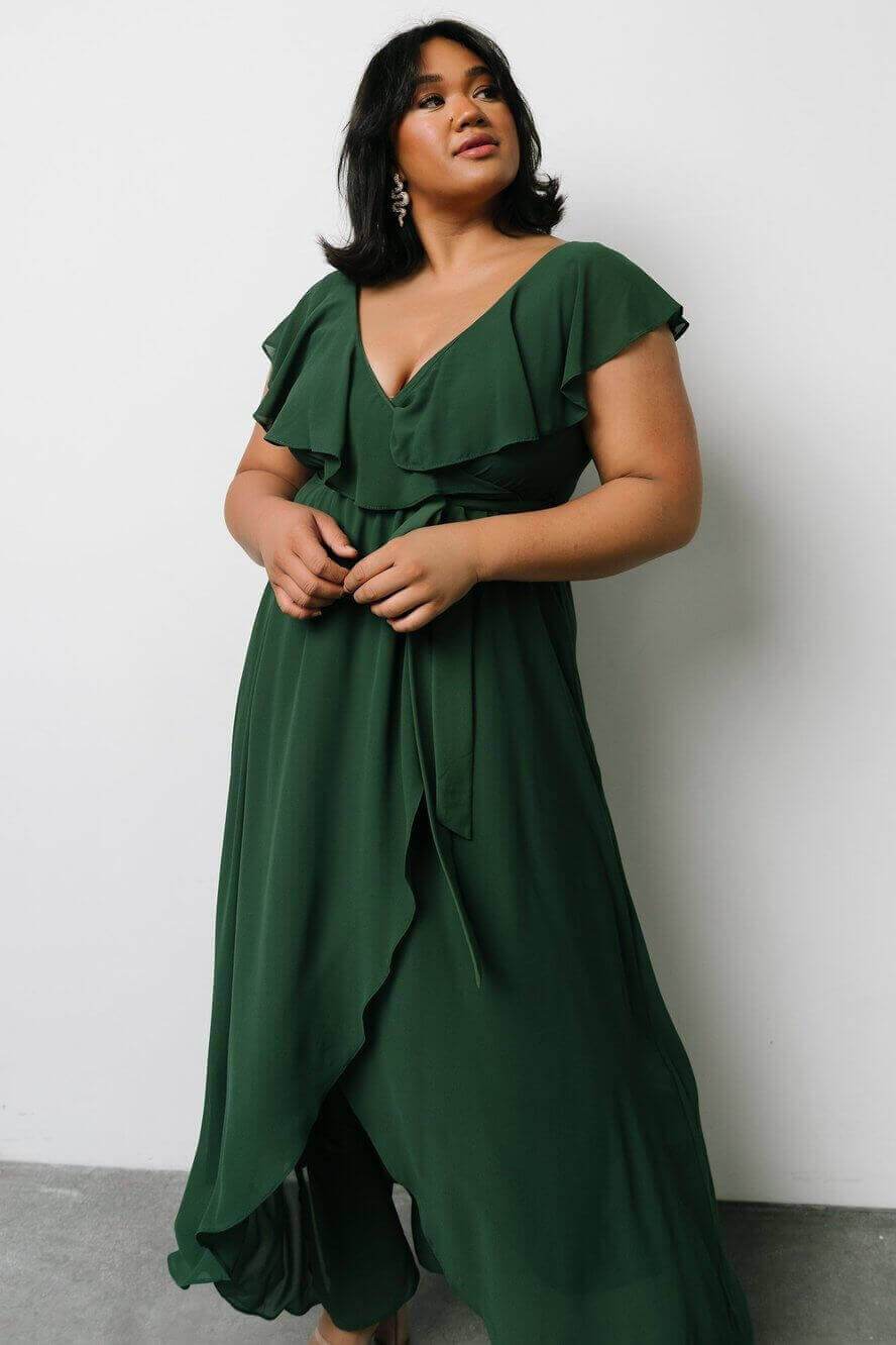 Katya Ruffle Maxi Dress | Evergreen - Baltic Born