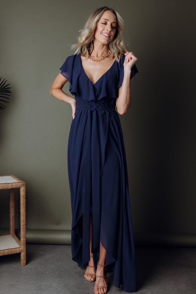 Katya Ruffle Maxi Dress | Navy - Baltic Born