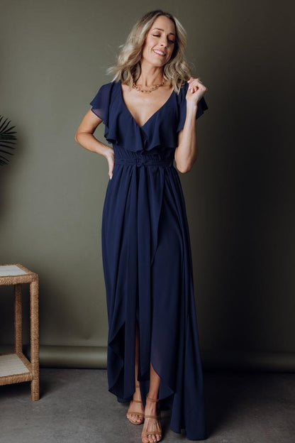 Katya Ruffle Maxi Dress | Navy - Baltic Born