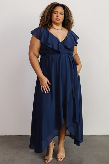 Katya Ruffle Maxi Dress | Navy - Baltic Born