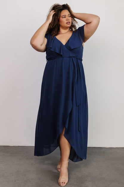 Katya Ruffle Maxi Dress | Navy - Baltic Born