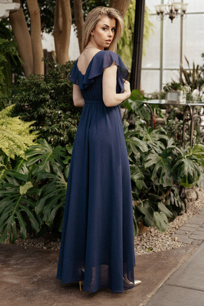 Katya Ruffle Maxi Dress | Navy - Baltic Born