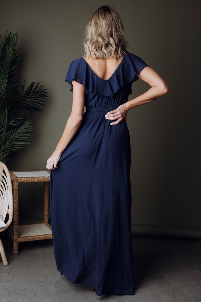 Katya Ruffle Maxi Dress | Navy - Baltic Born