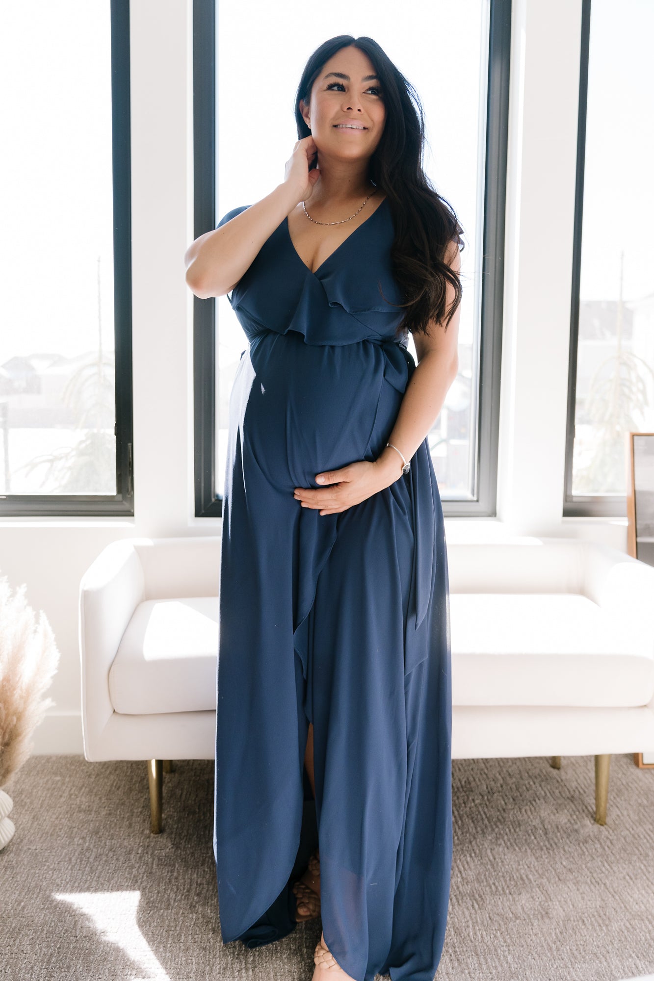 Katya Ruffle Maxi Dress | Navy - Baltic Born