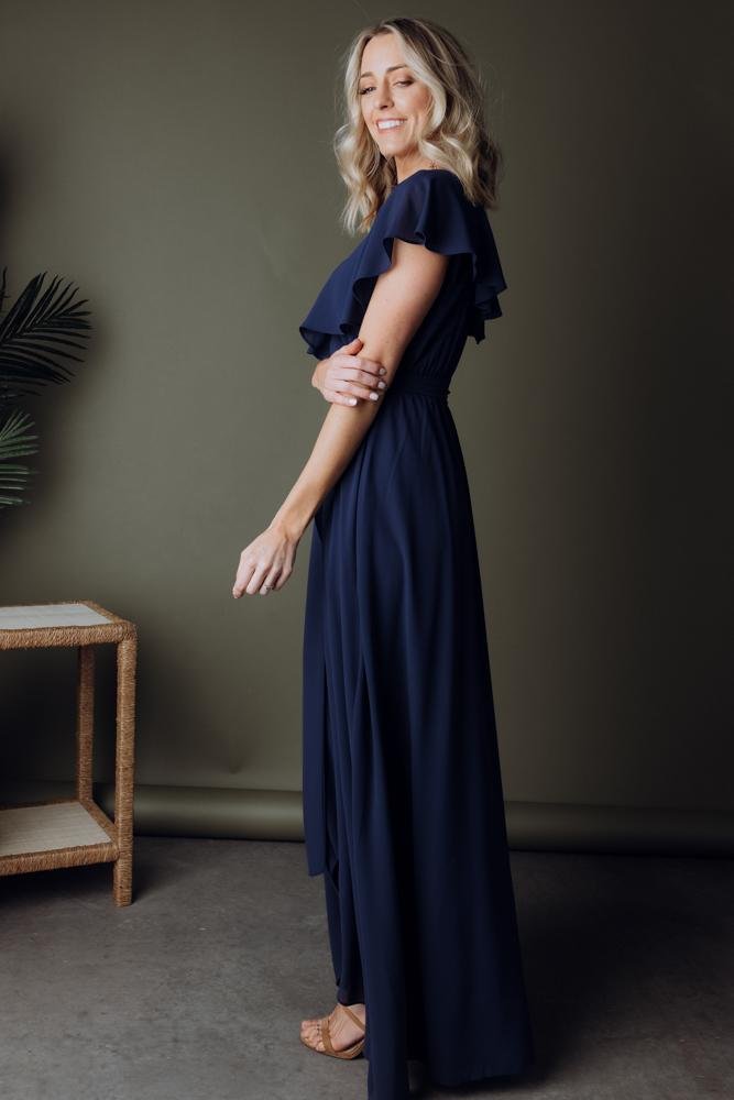 Katya Ruffle Maxi Dress | Navy - Baltic Born