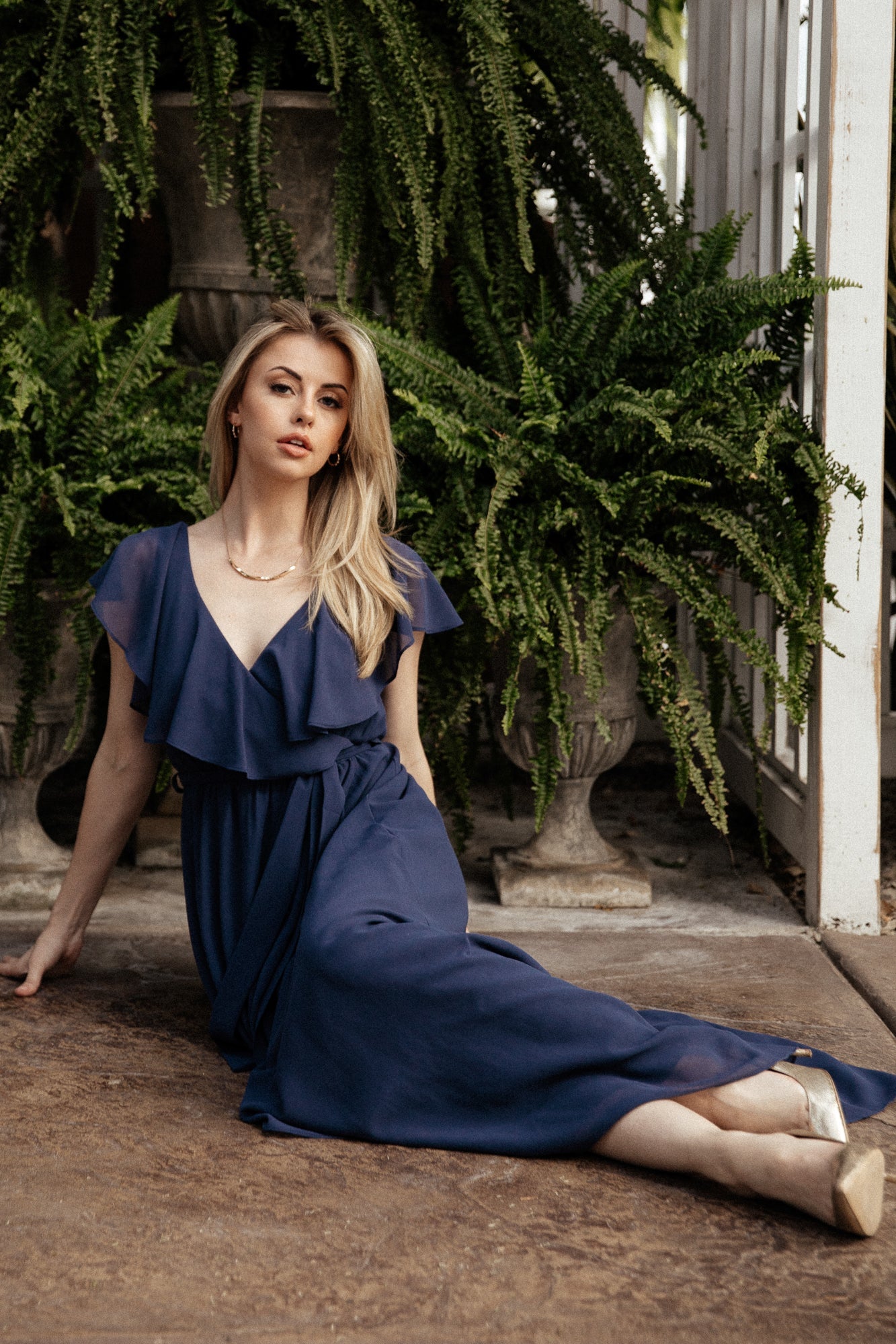 Katya Ruffle Maxi Dress | Navy - Baltic Born