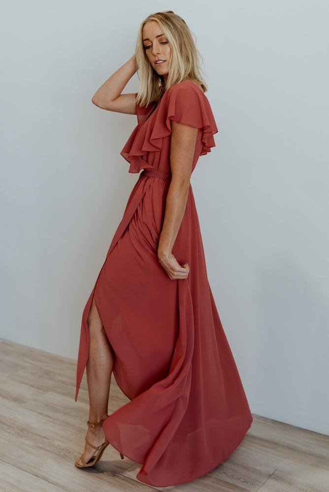 Katya Ruffle Maxi Dress | Rosewood - Baltic Born