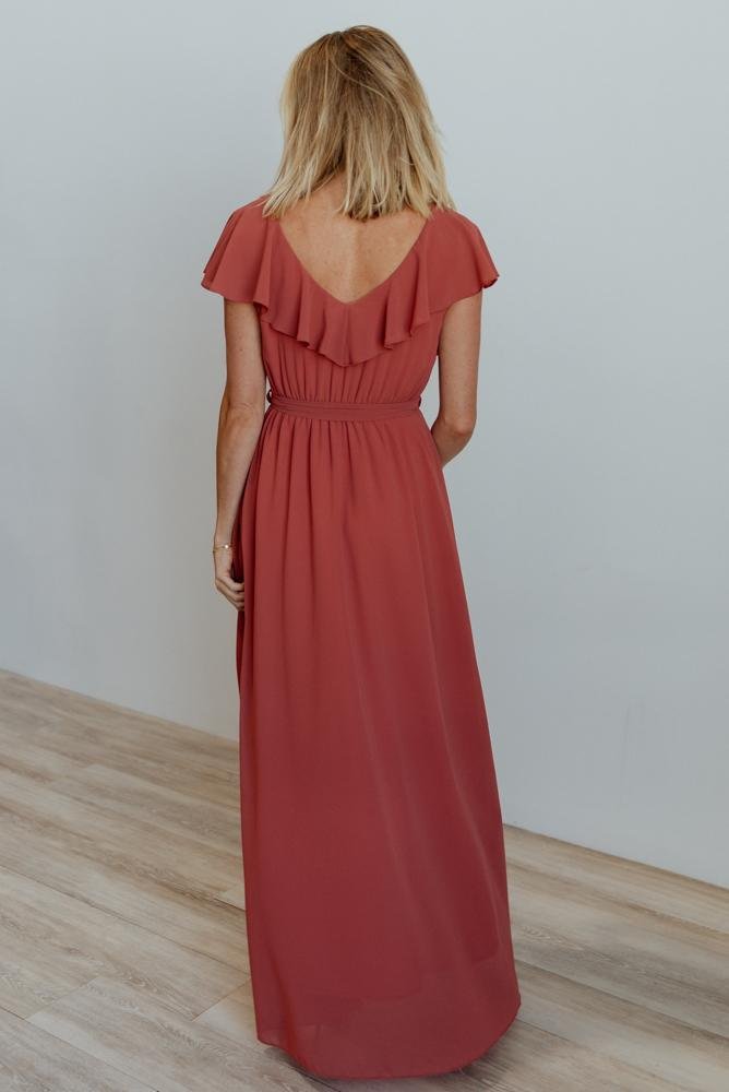 Katya Ruffle Maxi Dress | Rosewood - Baltic Born