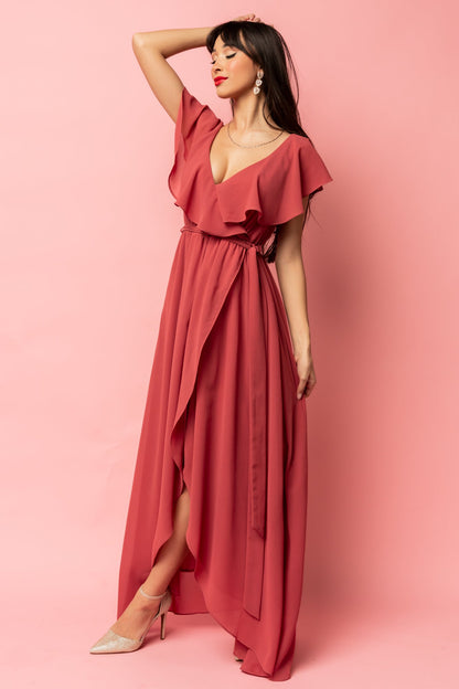 Katya Ruffle Maxi Dress | Rosewood - Baltic Born