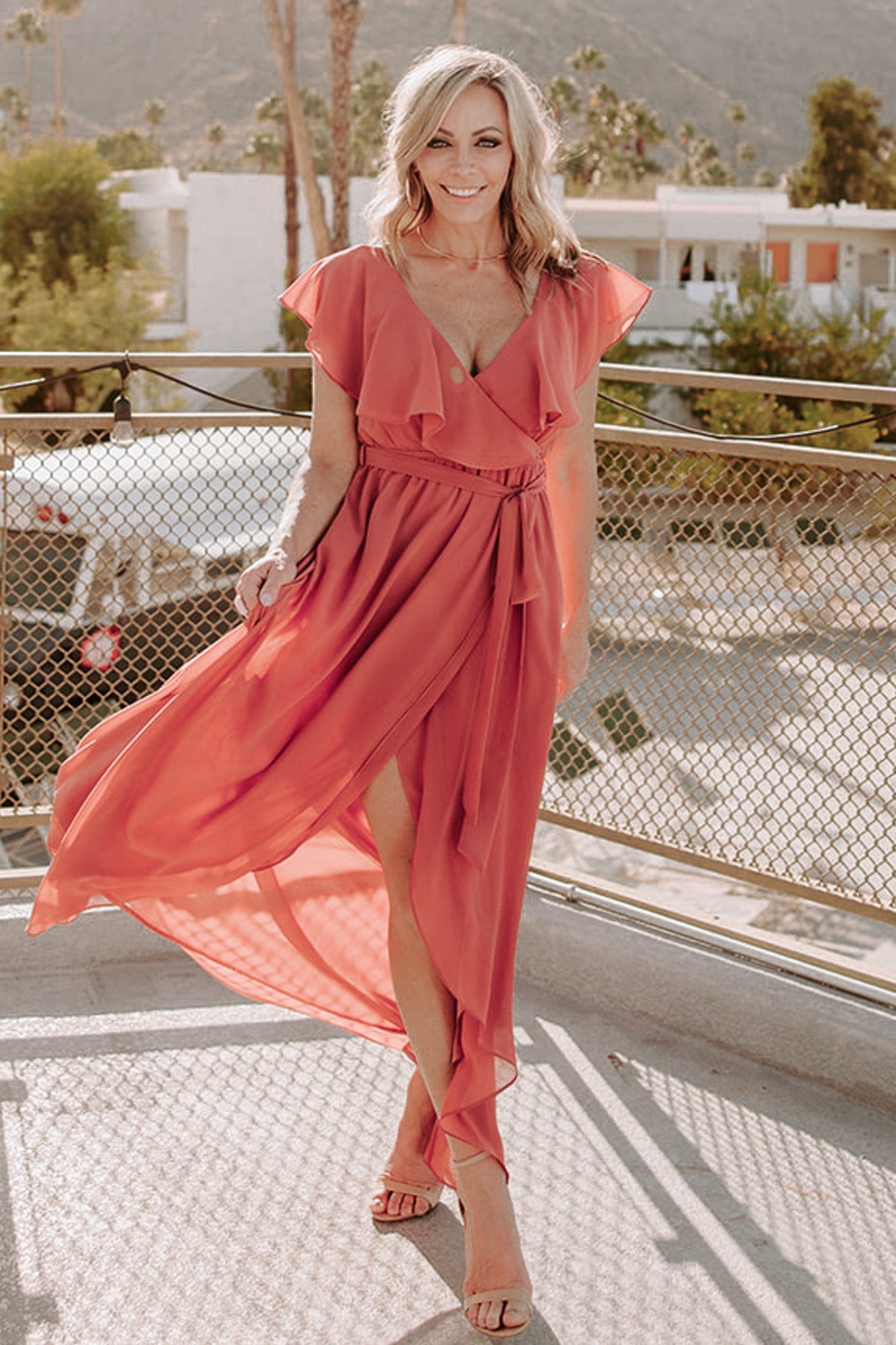 Katya Ruffle Maxi Dress | Rosewood - Baltic Born