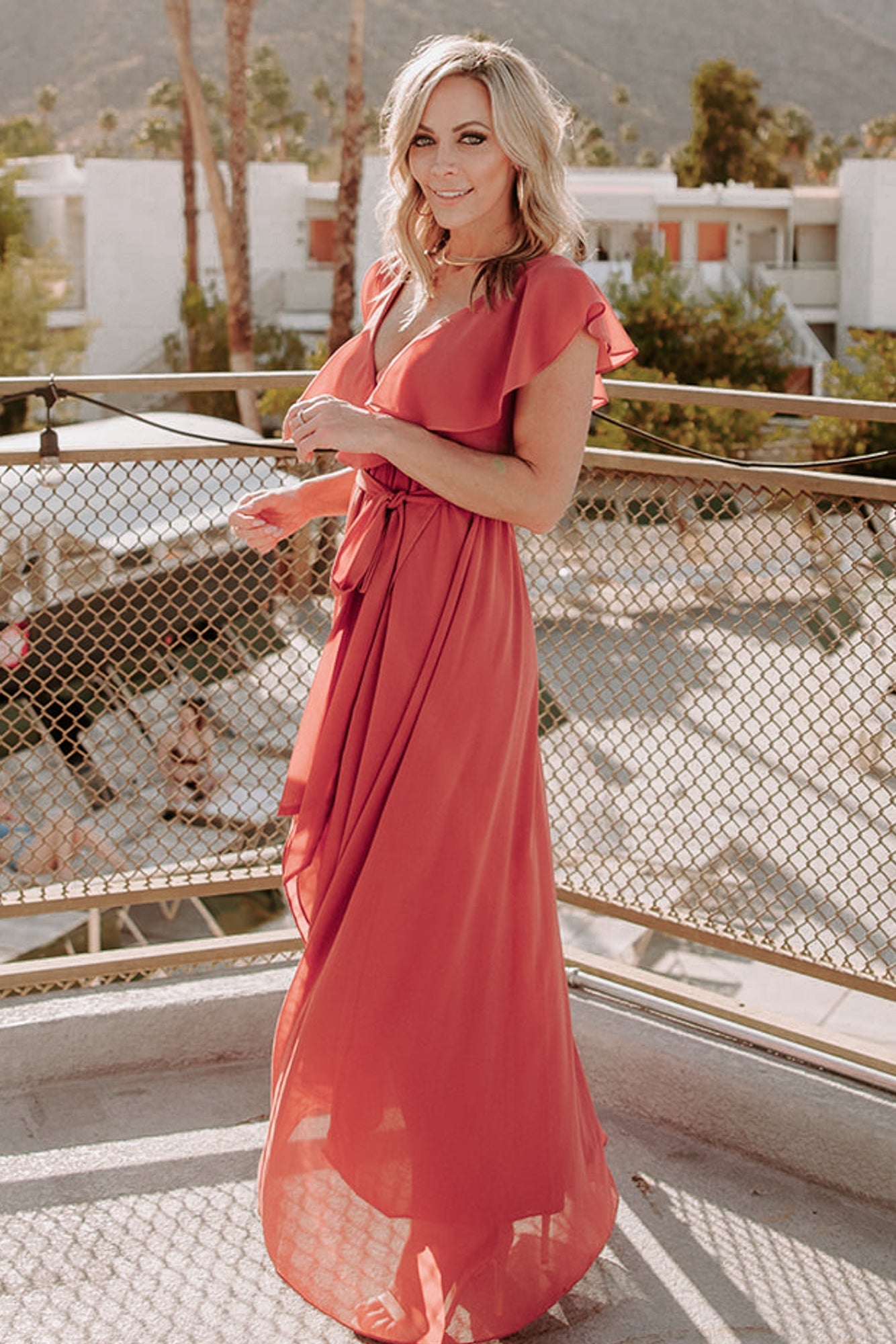 Katya Ruffle Maxi Dress | Rosewood - Baltic Born