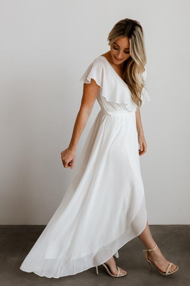 Katya Ruffle Maxi Dress | White - Baltic Born