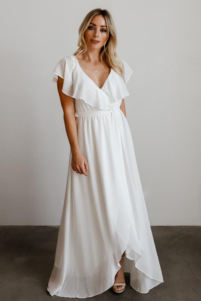 Katya Ruffle Maxi Dress | White - Baltic Born