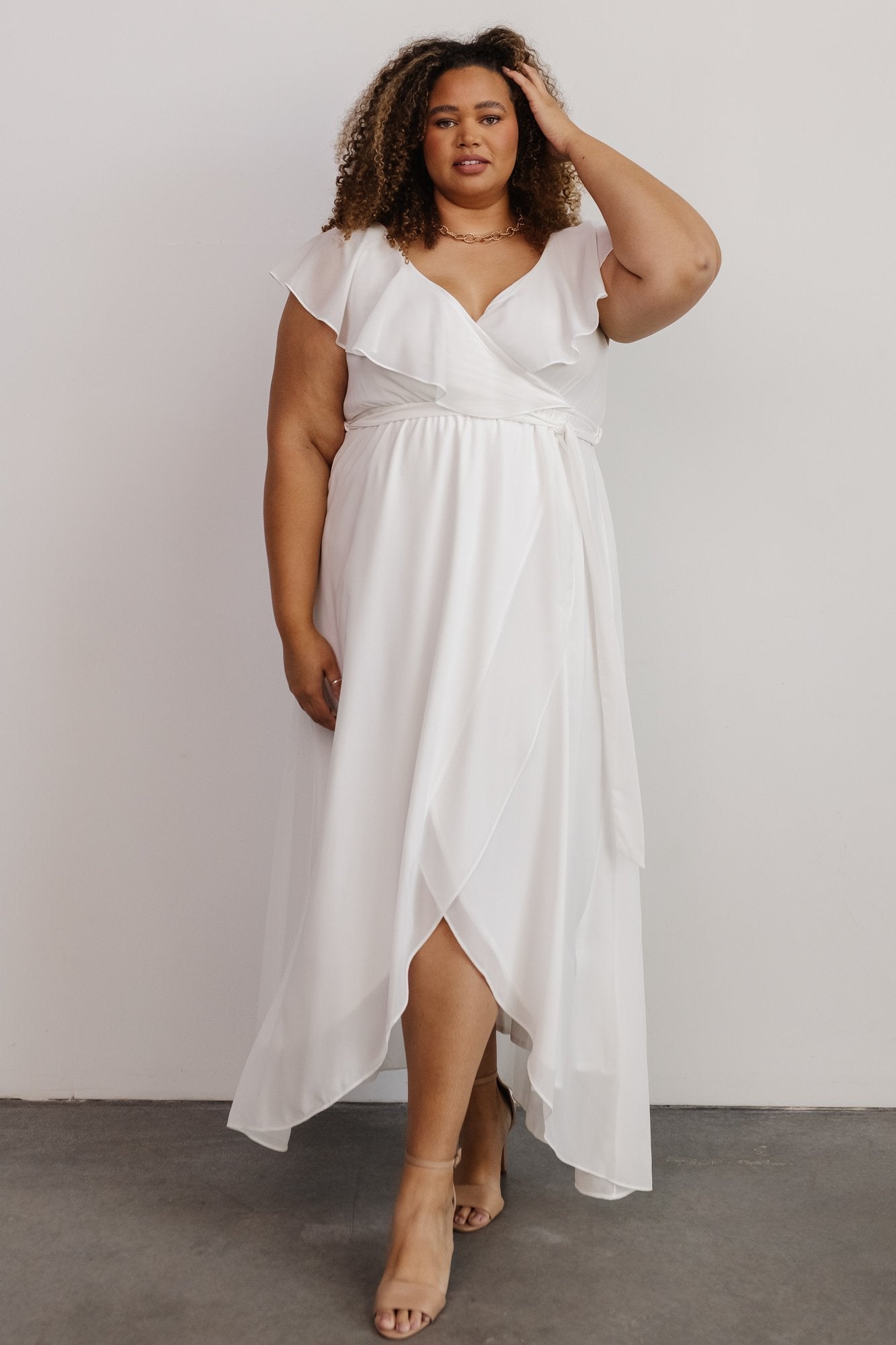 Katya Ruffle Maxi Dress | White - Baltic Born