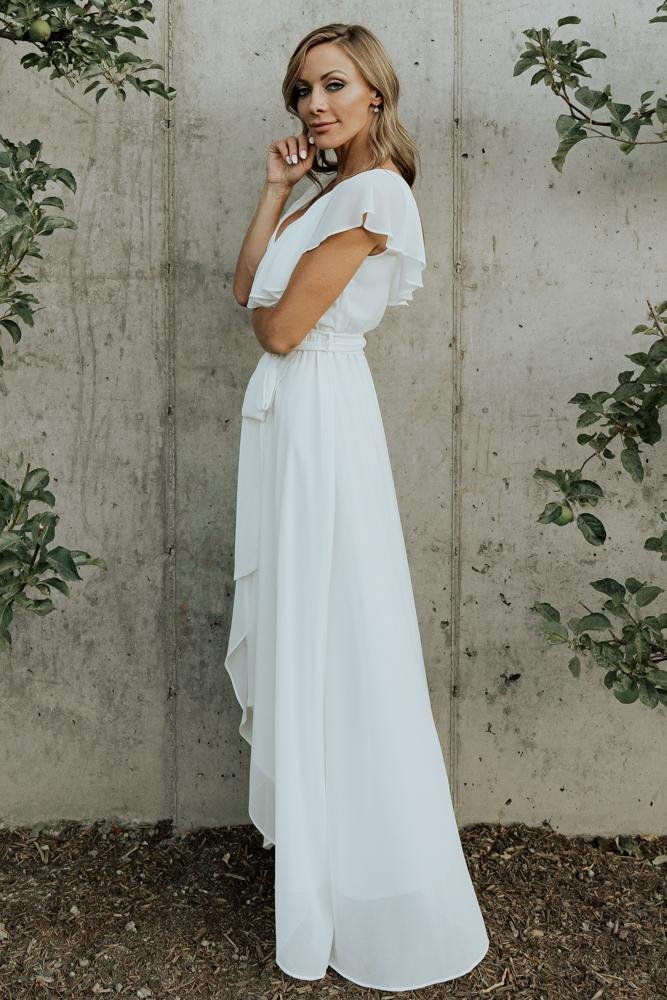 Katya Ruffle Maxi Dress | White - Baltic Born