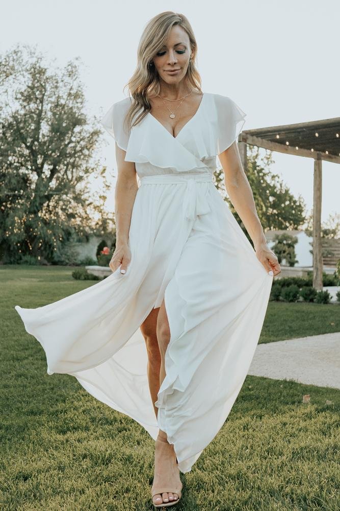 Katya Ruffle Maxi Dress | White - Baltic Born