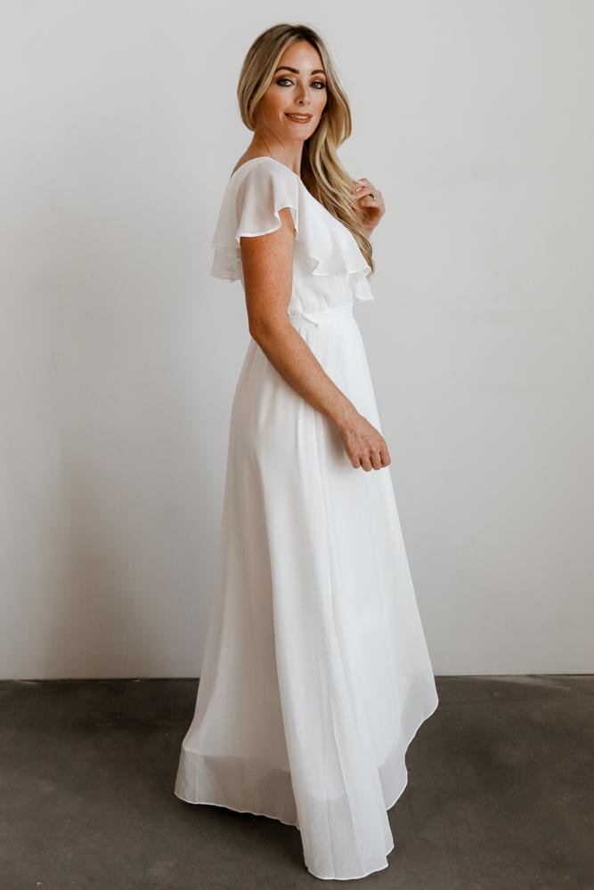 Katya Ruffle Maxi Dress | White - Baltic Born