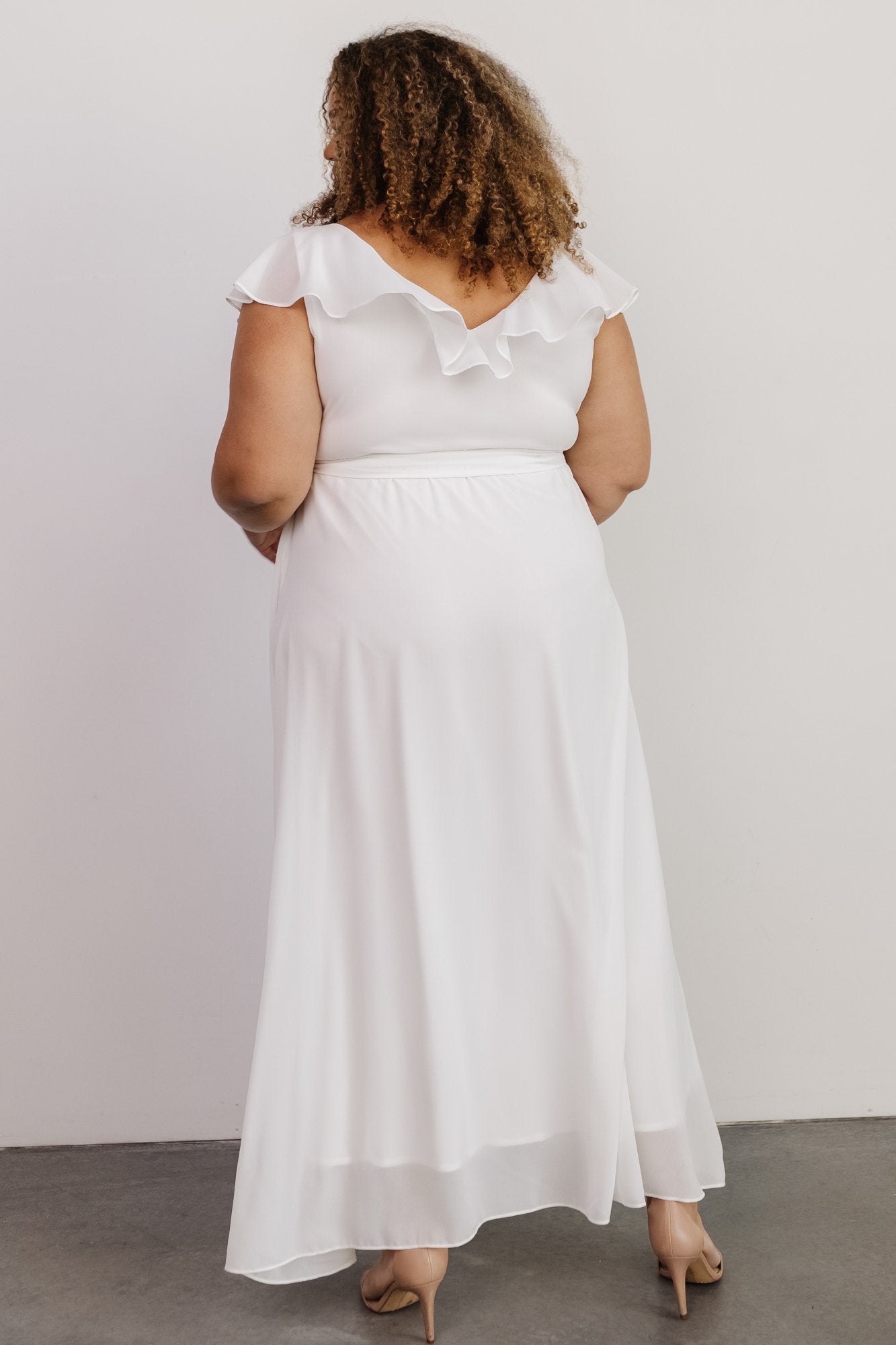 Katya Ruffle Maxi Dress | White - Baltic Born