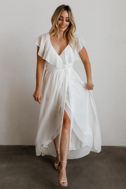 Katya Ruffle Maxi Dress | White - Baltic Born