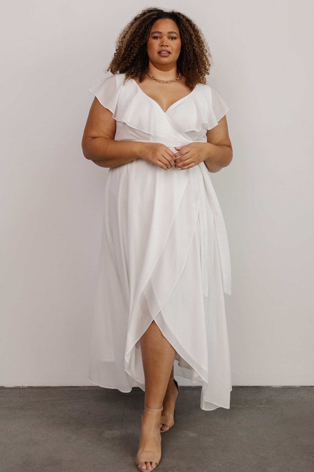 Katya Ruffle Maxi Dress | White - Baltic Born