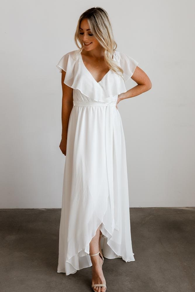 Katya Ruffle Maxi Dress | White - Baltic Born