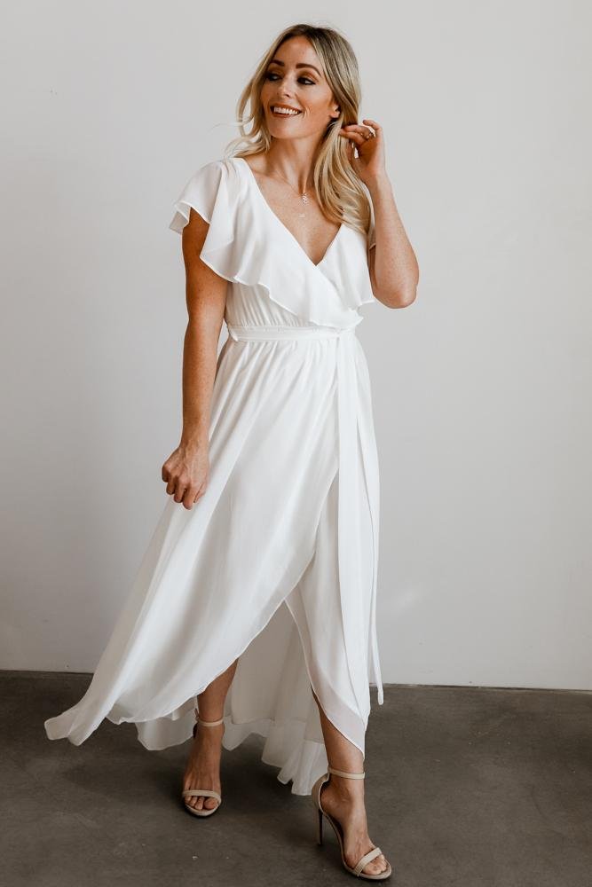 Katya Ruffle Maxi Dress | White - Baltic Born