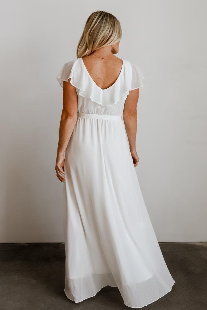 Katya Ruffle Maxi Dress | White - Baltic Born