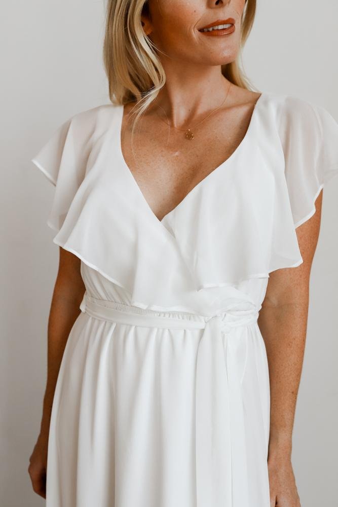 Katya Ruffle Maxi Dress | White - Baltic Born