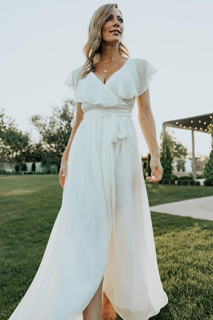 Katya Ruffle Maxi Dress | White - Baltic Born