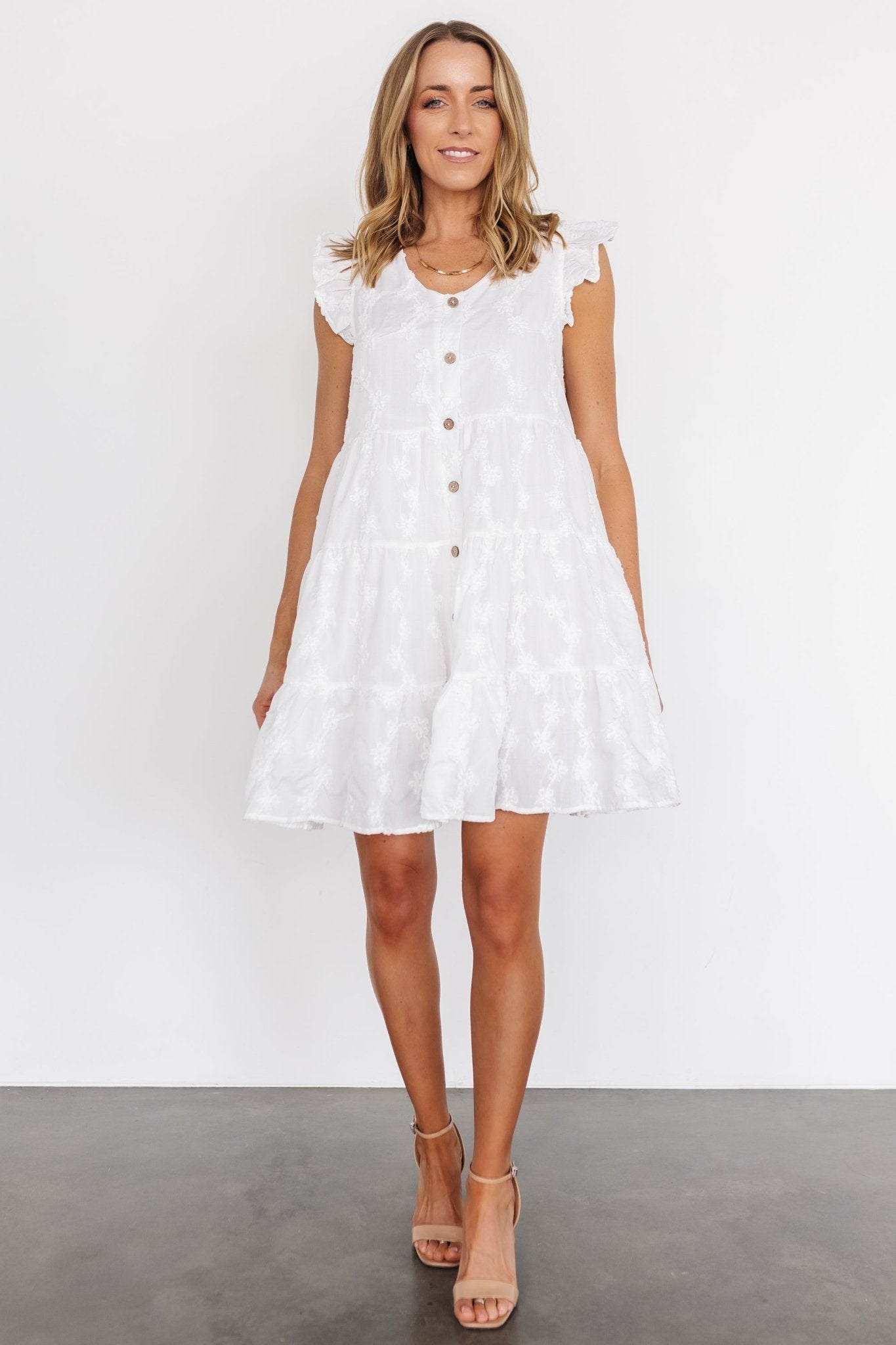 Kayla Button Up Short Dress | Off White - Baltic Born