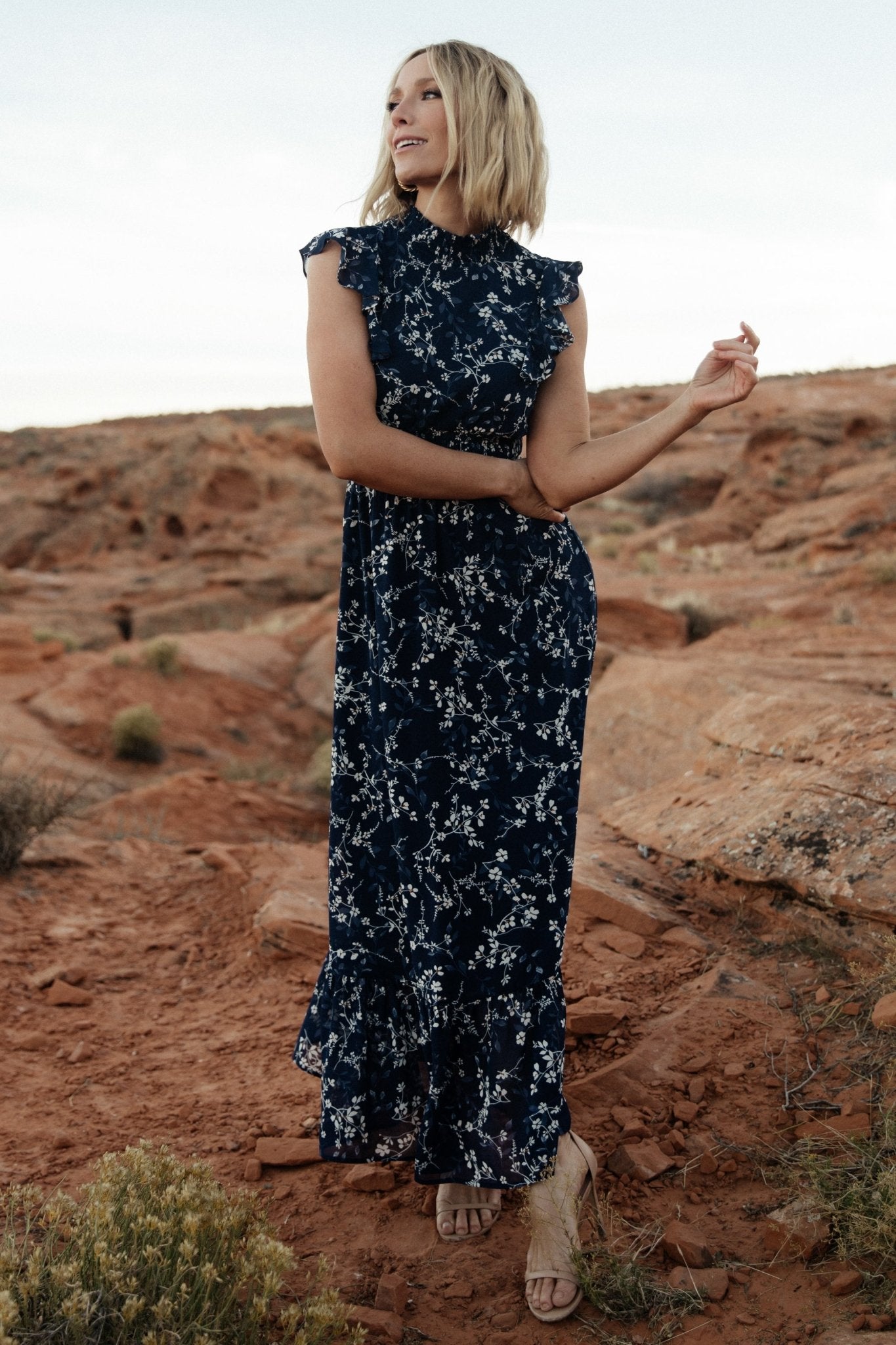 Kearny Ruffle Maxi Dress | Blue Floral - Baltic Born