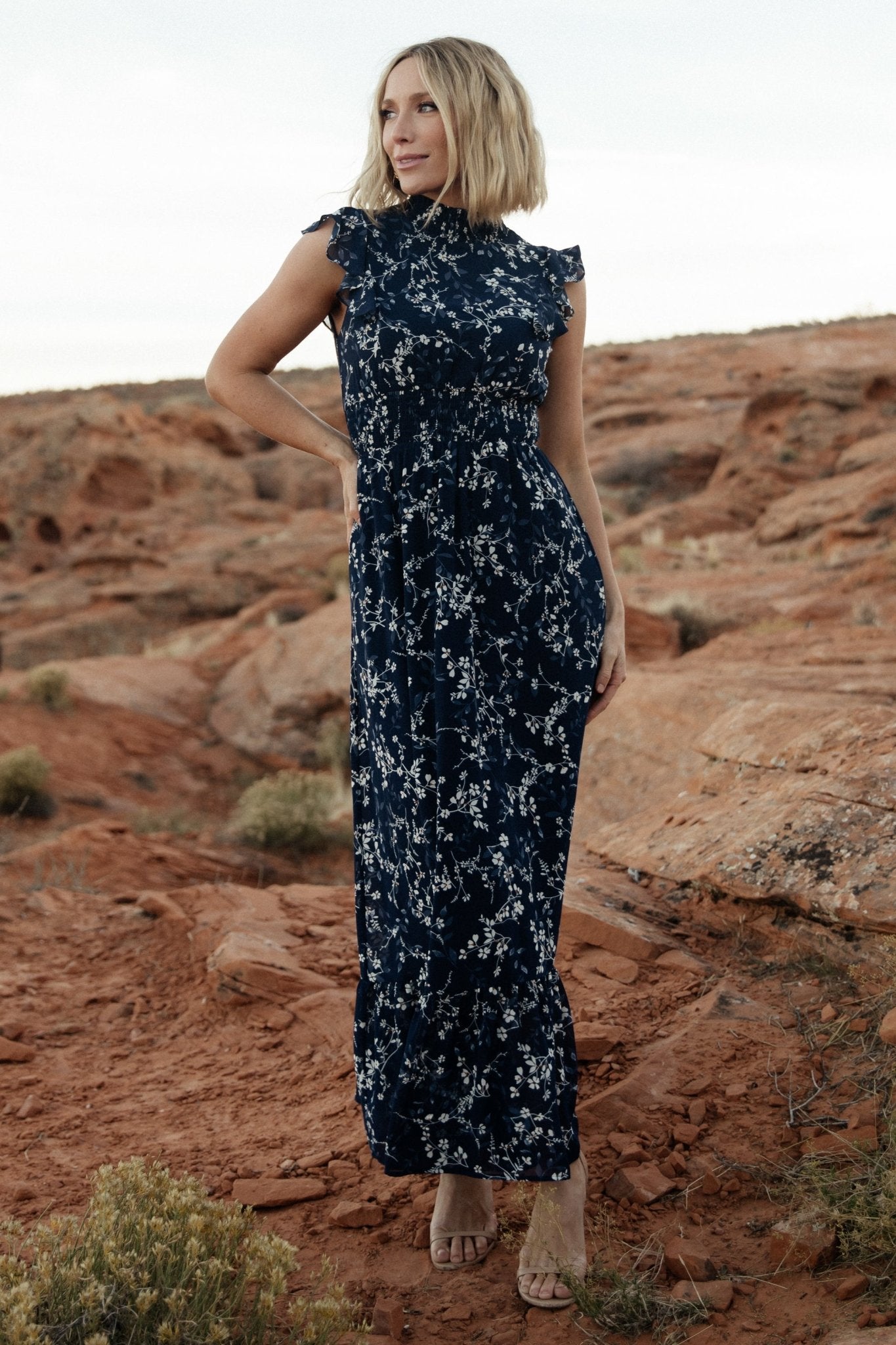 Kearny Ruffle Maxi Dress | Blue Floral - Baltic Born