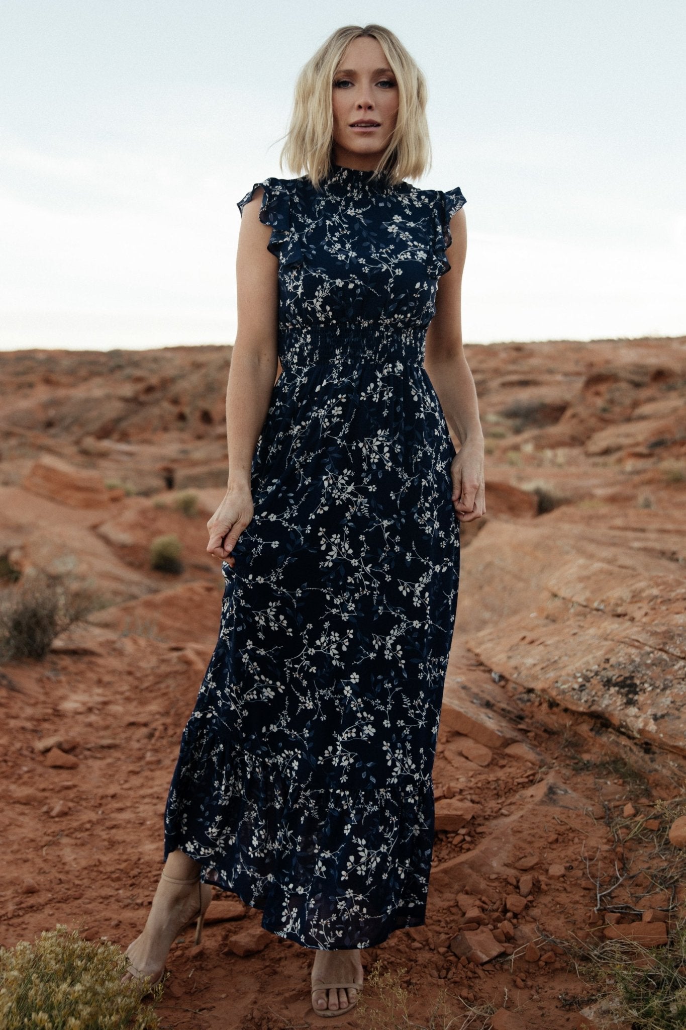 Kearny Ruffle Maxi Dress | Blue Floral - Baltic Born