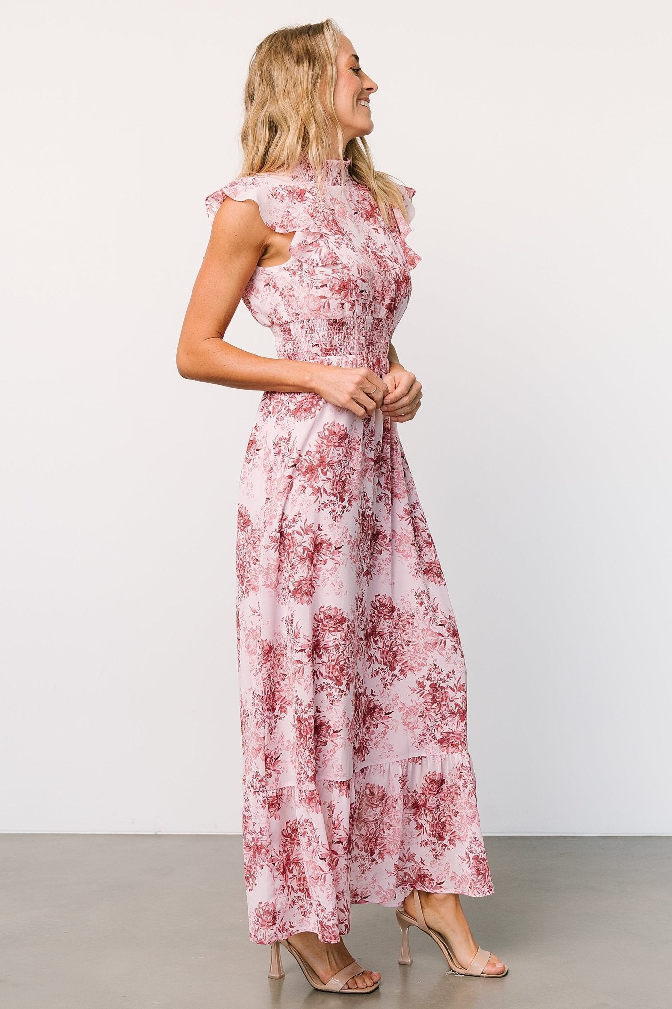 Baltic Born Womens Kearny Ruffle Maxi Dress | Pink Floral | Size: XL Baltic Born Womens Kearny Ruffle Maxi Dress | Pink Floral | Size: XL