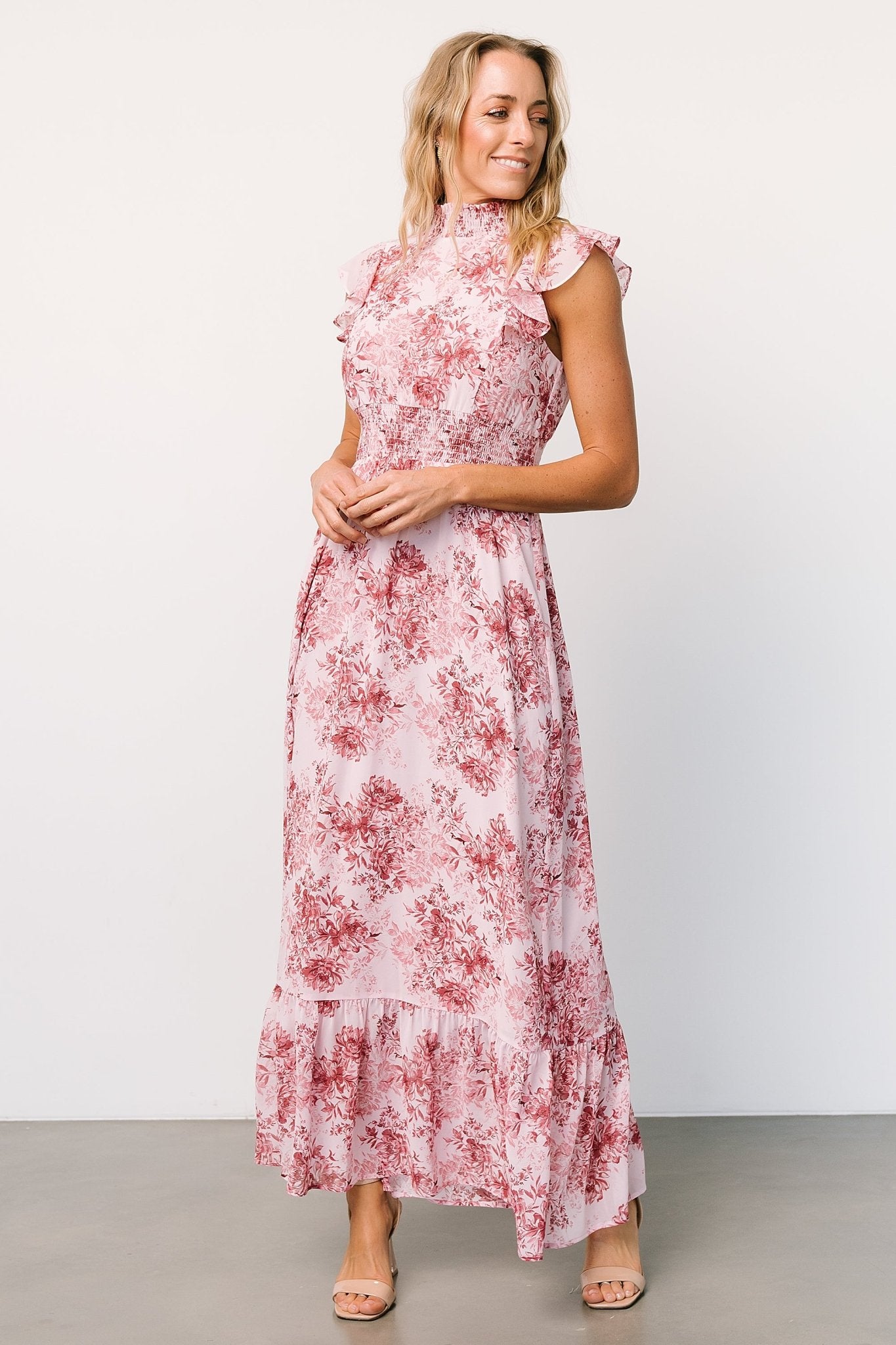 Kearny Ruffle Maxi Dress | Pink Floral - Baltic Born