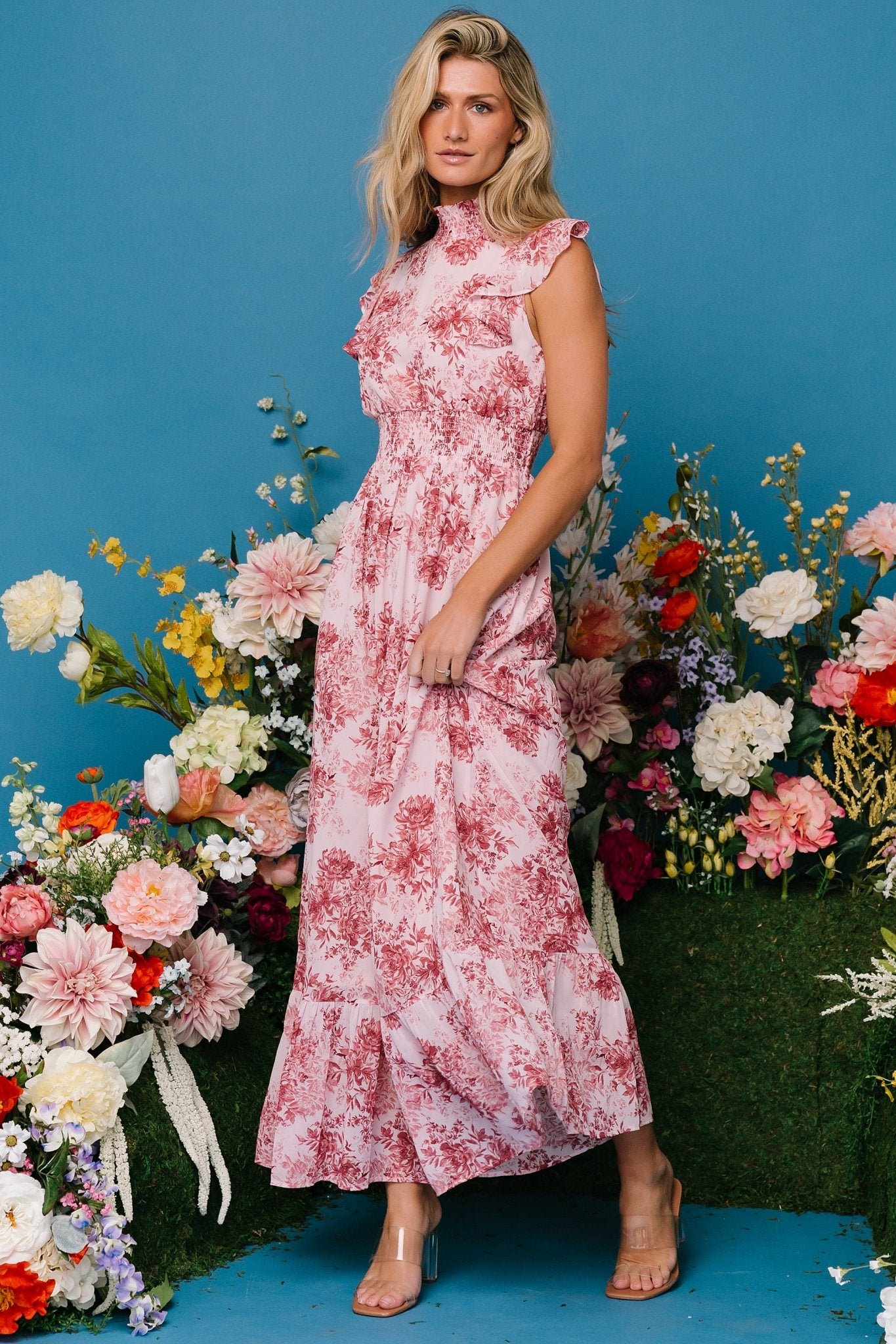 Kearny Ruffle Maxi Dress | Pink Floral - Baltic Born