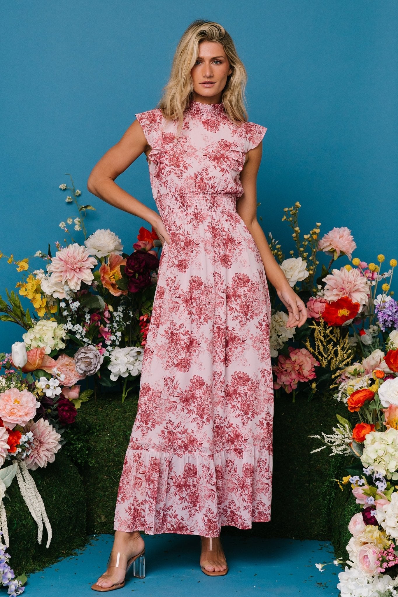Kearny Ruffle Maxi Dress Pink Floral | Baltic Born XL Kearny Ruffle Maxi Dress Pink Floral | Baltic Born XL