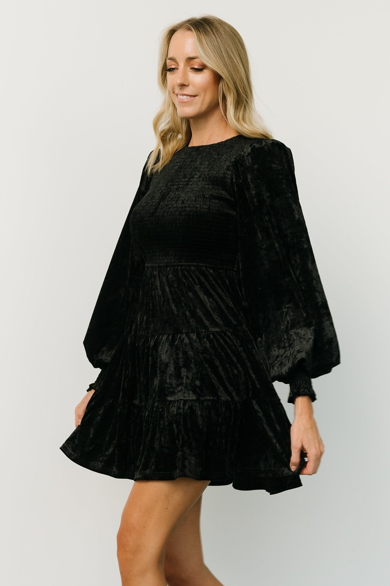 Kele Crushed Velvet Mini Dress | Black - Baltic Born