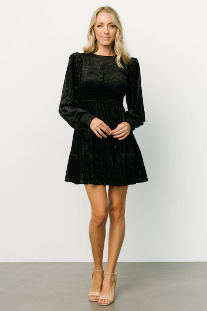 Kele Crushed Velvet Mini Dress | Black - Baltic Born