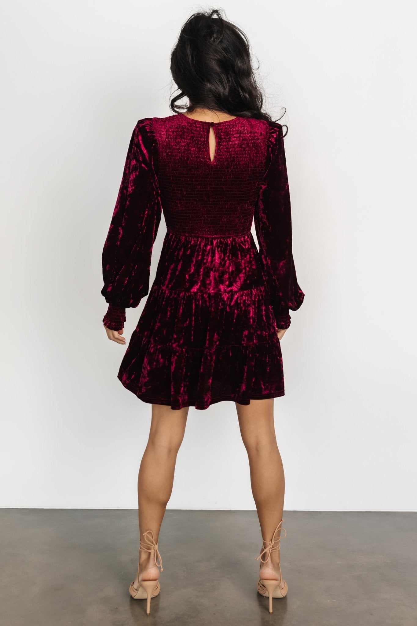 Kele Crushed Velvet Mini Dress | Deep Berry - Baltic Born