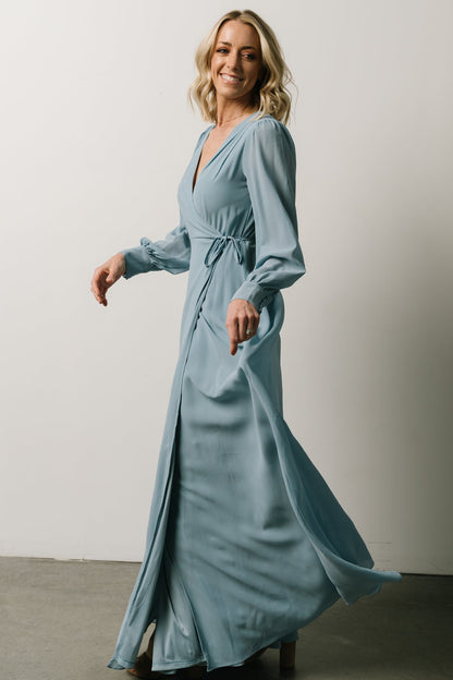 Kelsey Wrap Dress | Dusty Blue - Baltic Born