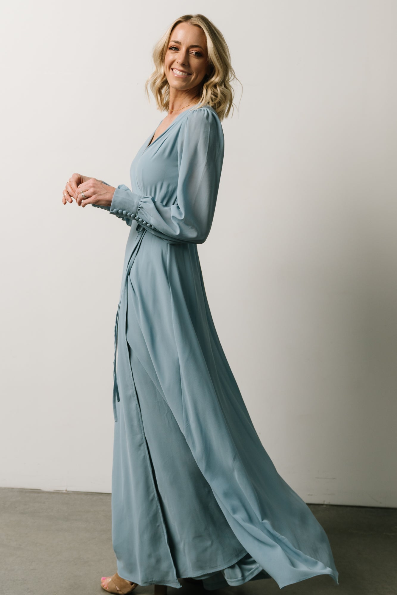 Kelsey Wrap Dress | Dusty Blue - Baltic Born