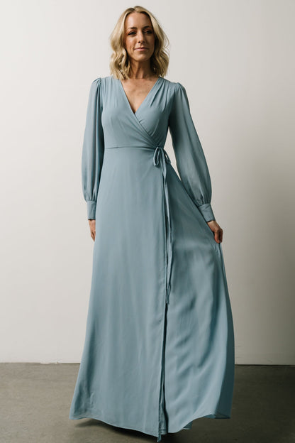 Kelsey Wrap Dress | Dusty Blue - Baltic Born